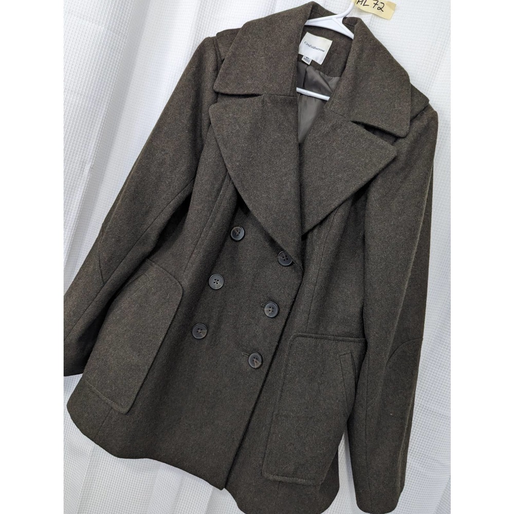 NWOT! CROFT & BARROW! WOOL BLEND TAUPE GRAY NAVY PEACOAT, COAT, JACKET! SZ XL